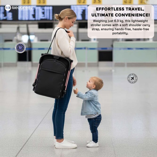 Neobreez Neolite Compact Stroller (0-4Yrs) Max 22kg - Black