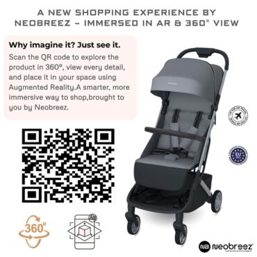 Neobreez Neolite Compact Stroller (0-4Yrs) Max 22kg - Dark Gray/Black