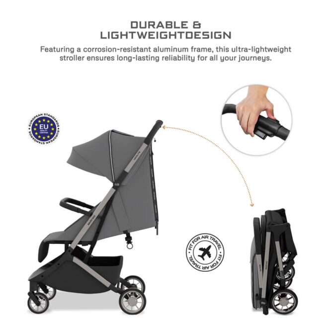 Neobreez Neolite Compact Stroller (0-4Yrs) Max 22kg - Dark Gray/Black