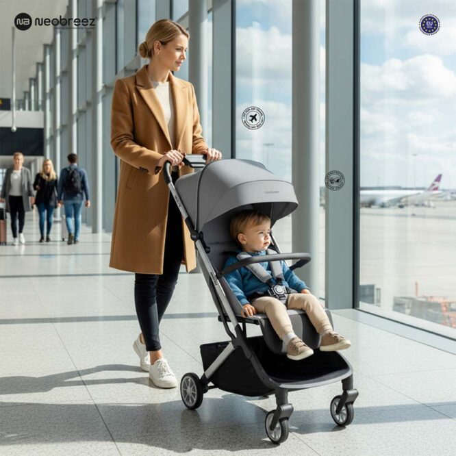 Neobreez Neolite Compact Stroller (0-4Yrs) Max 22kg - Dark Gray/Black