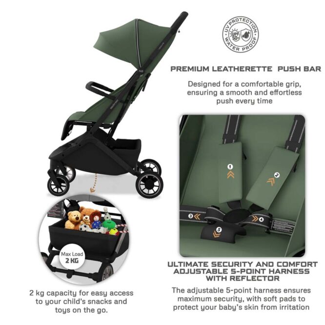 Neobreez NEOLITE Compact Stroller (0-4Yrs) Max 22kg - Olive Green
