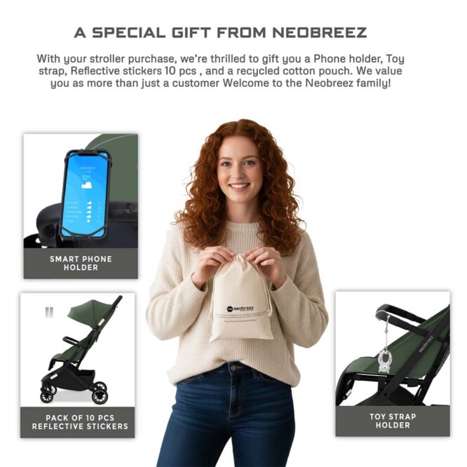 Neobreez NEOLITE Compact Stroller (0-4Yrs) Max 22kg - Olive Green