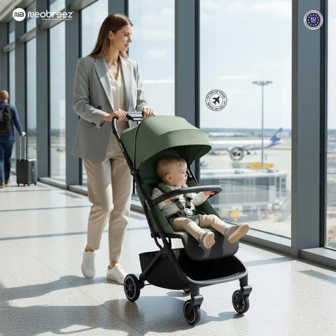 Neobreez NEOLITE Compact Stroller (0-4Yrs) Max 22kg - Olive Green