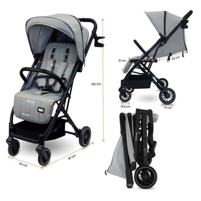 Neobreez PENTA Compact Stroller (0-3Yrs) Max 15kg - Medium Gray
