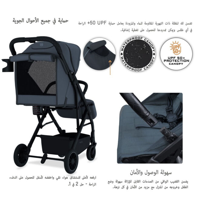 Neobreez PENTA Stroller (0-3Yrs) Max 15kg - Black Gray