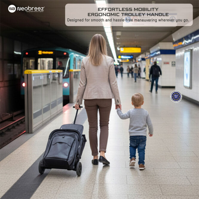 Neobreez PENTA Compact Stroller (0-3Yrs) Max 15kg - Black Gray