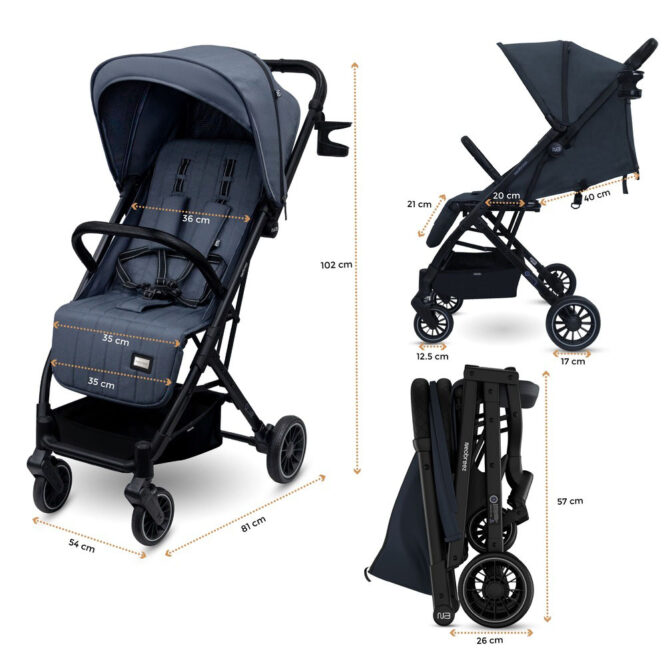 Neobreez PENTA Stroller (0-3Yrs) Max 15kg - Black Gray