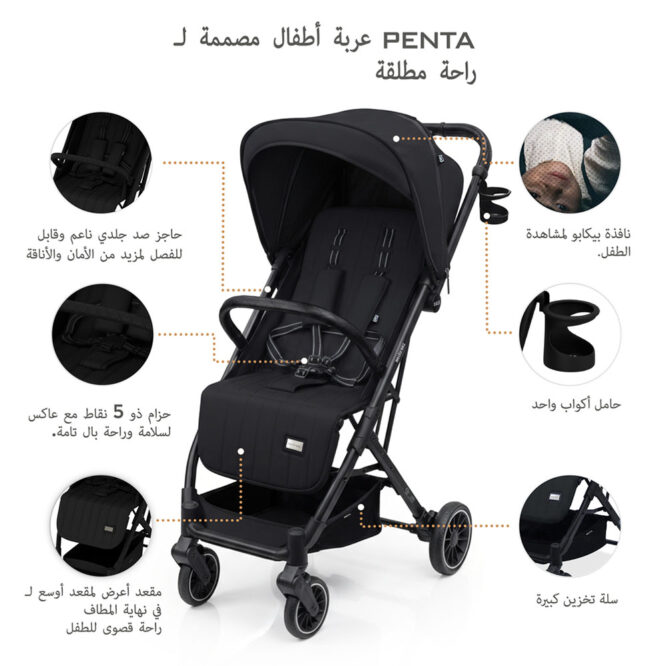 Neobreez PENTA Compact Stroller (0-3Yrs) Max 15kg - Black