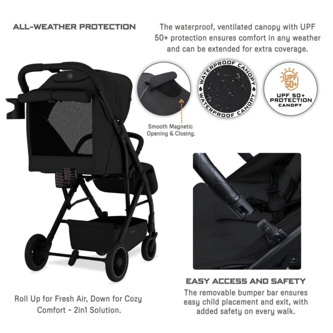 Neobreez PENTA Compact Stroller (0-3Yrs) Max 15kg - Black