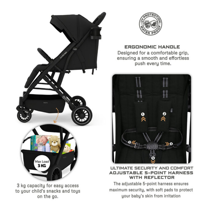 Neobreez PENTA Compact Stroller (0-3Yrs) Max 15kg - Black