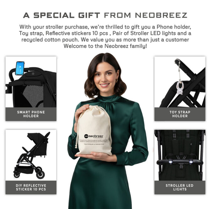 Neobreez PENTA Compact Stroller (0-3Yrs) Max 15kg - Black