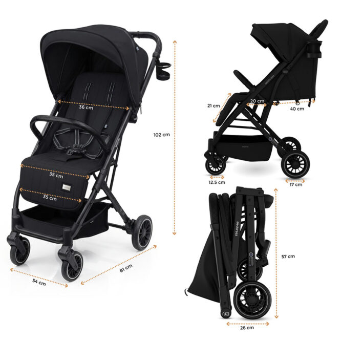 Neobreez PENTA Compact Stroller (0-3Yrs) Max 15kg - Black
