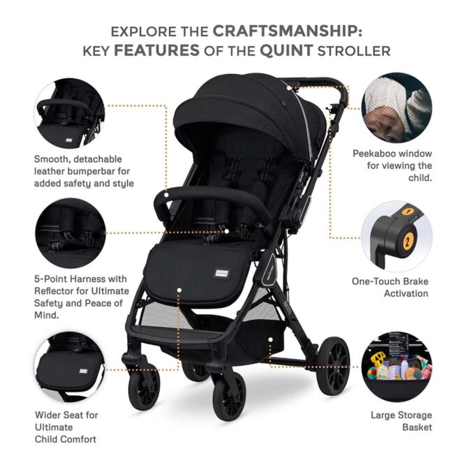 Neobreez QUINT Reversible Stroller (0-4Yrs) Max 22kg - Black