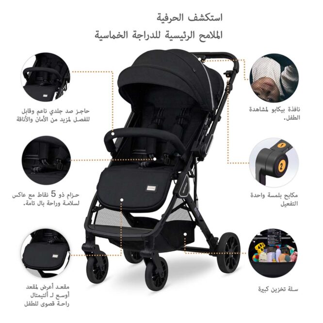 Neobreez QUINT Reversible Stroller (0-4Yrs) Max 22kg - Black