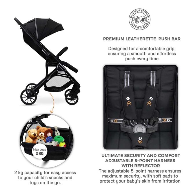 Neobreez QUINT Reversible Stroller (0-4Yrs) Max 22kg - Black