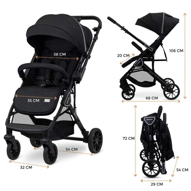 Neobreez QUINT Reversible Stroller (0-4Yrs) Max 22kg - Black