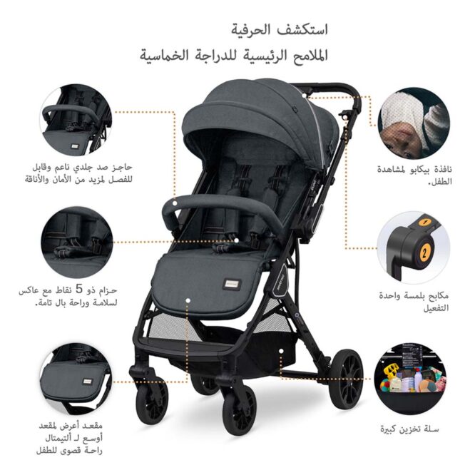 Neobreez QUINT Reversible Stroller (0-4Yrs) Max 22kg - Gray