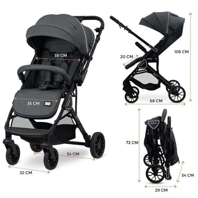 Neobreez QUINT Reversible Stroller (0-4Yrs) Max 22kg - Gray