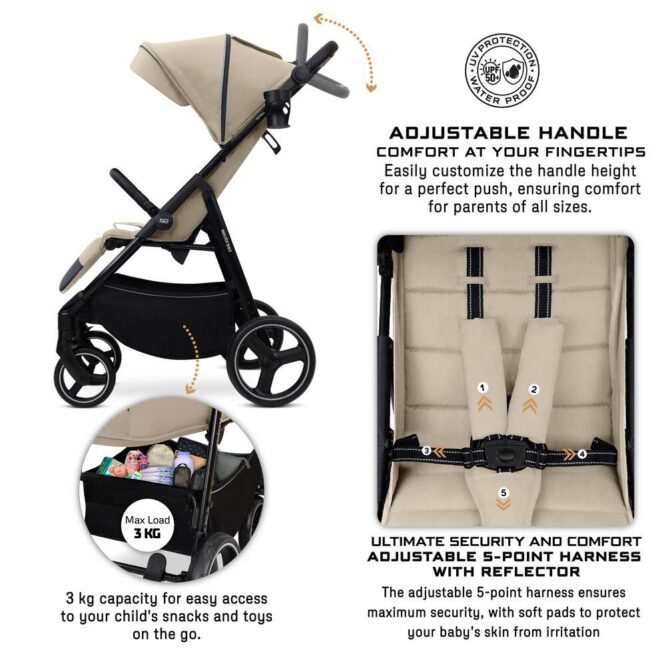 Neobreez TETRA All-Terrain Stroller (0-4Yrs) Max 22kg - Beige