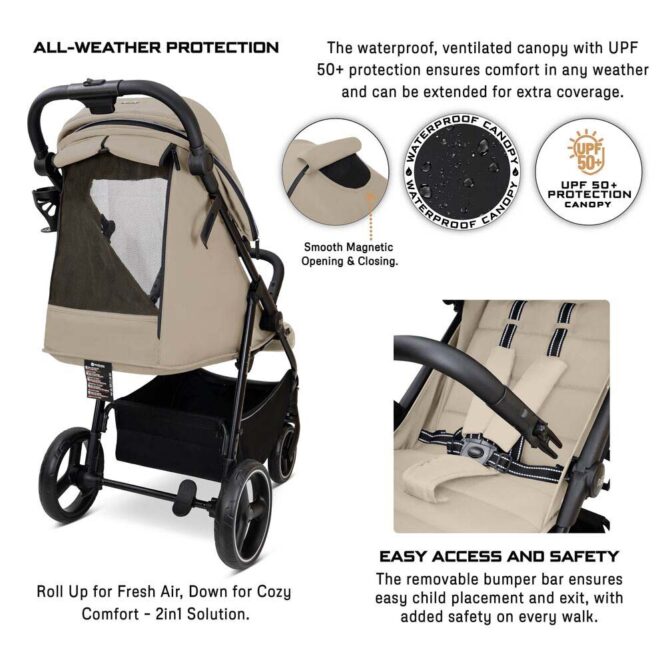 Neobreez TETRA All-Terrain Stroller (0-4Yrs) Max 22kg - Beige