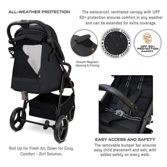 Neobreez TETRA All-Terrain Stroller (0-4Yrs) Max 22kg - Black