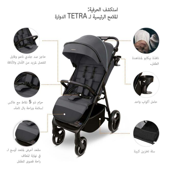 Neobreez TETRA All-Terrain Stroller (0-4Yrs) Max 22kg - Dark Gray