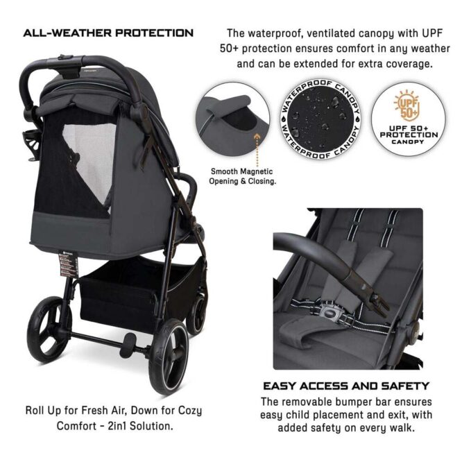 Neobreez TETRA All-Terrain Stroller (0-4Yrs) Max 22kg - Dark Gray