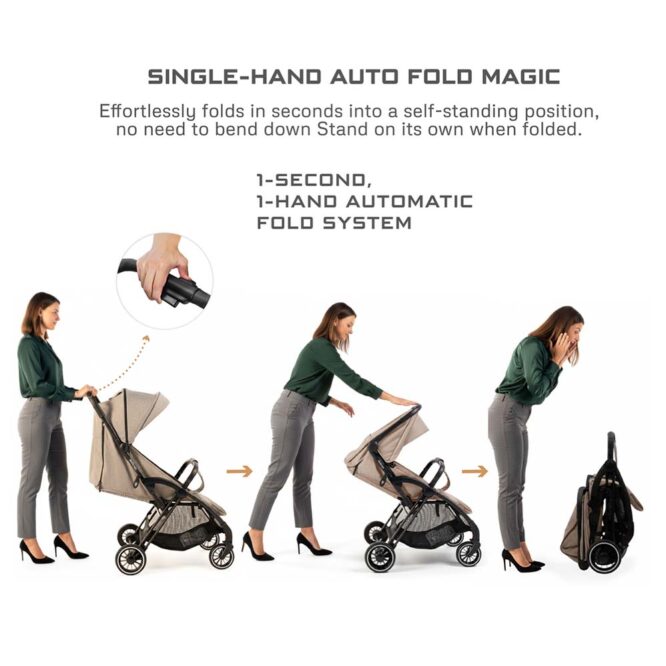 Neobreez THETA Auto Fold Stroller (0-4Yrs) Max 22kg - Beige