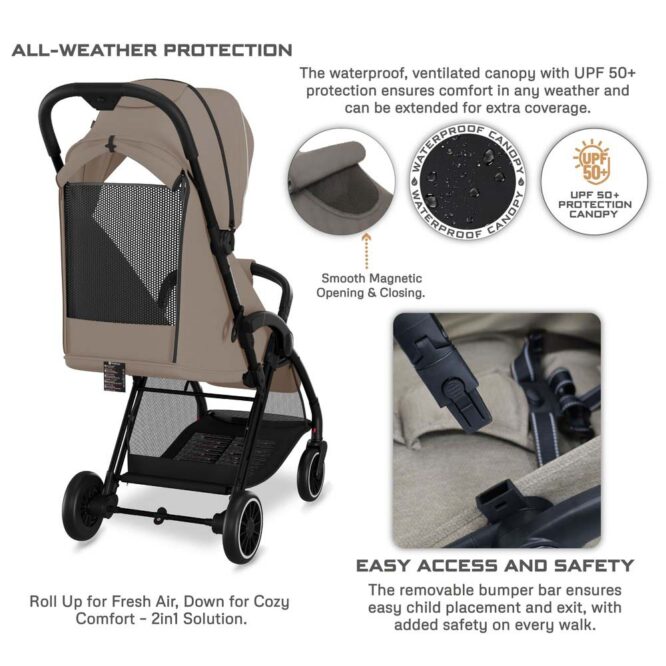 Neobreez THETA Auto Fold Stroller (0-4Yrs) Max 22kg - Beige