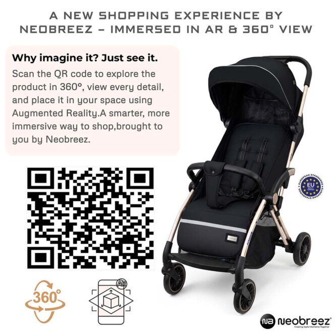 Neobreez THETA Auto Fold Stroller (0-4Yrs) Max 22kg - Black