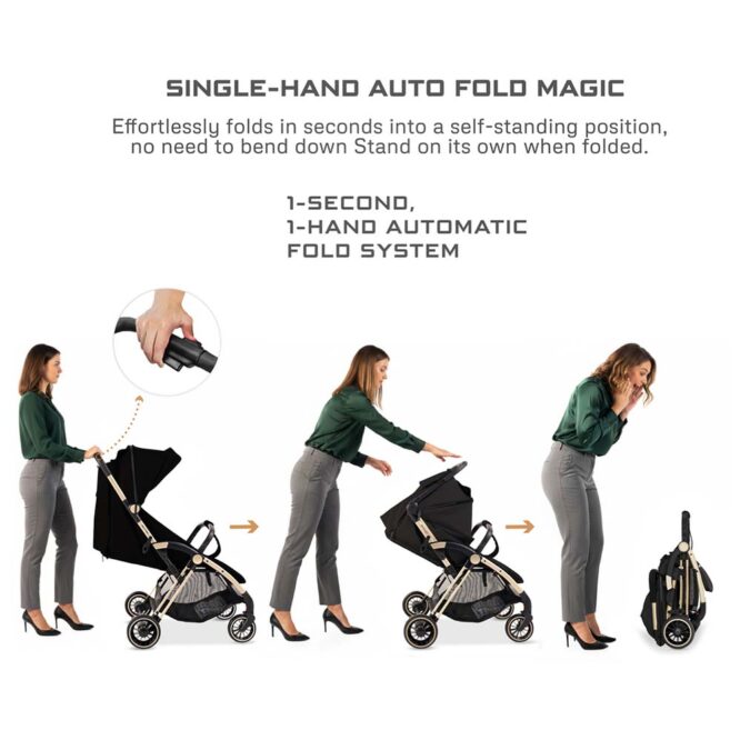 Neobreez THETA Auto Fold Stroller (0-4Yrs) Max 22kg - Black