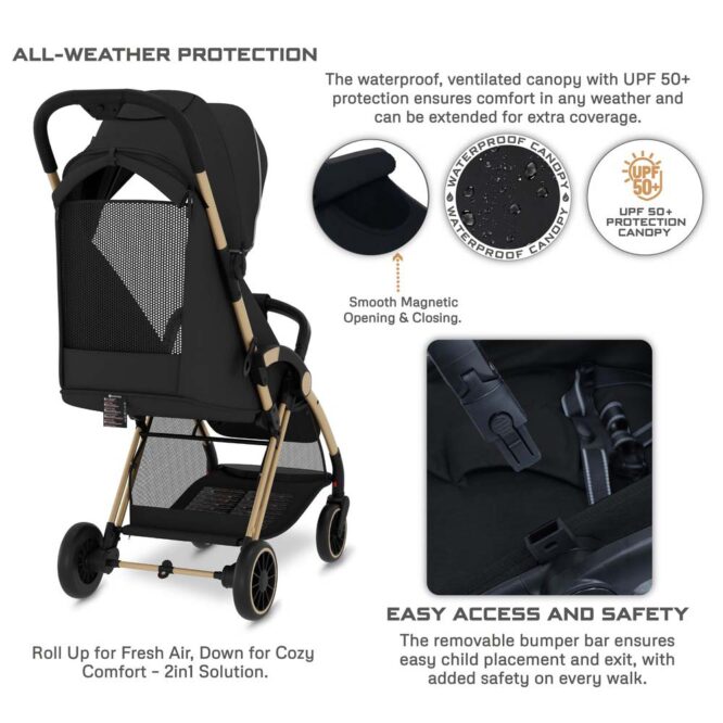 Neobreez THETA Auto Fold Stroller (0-4Yrs) Max 22kg - Black