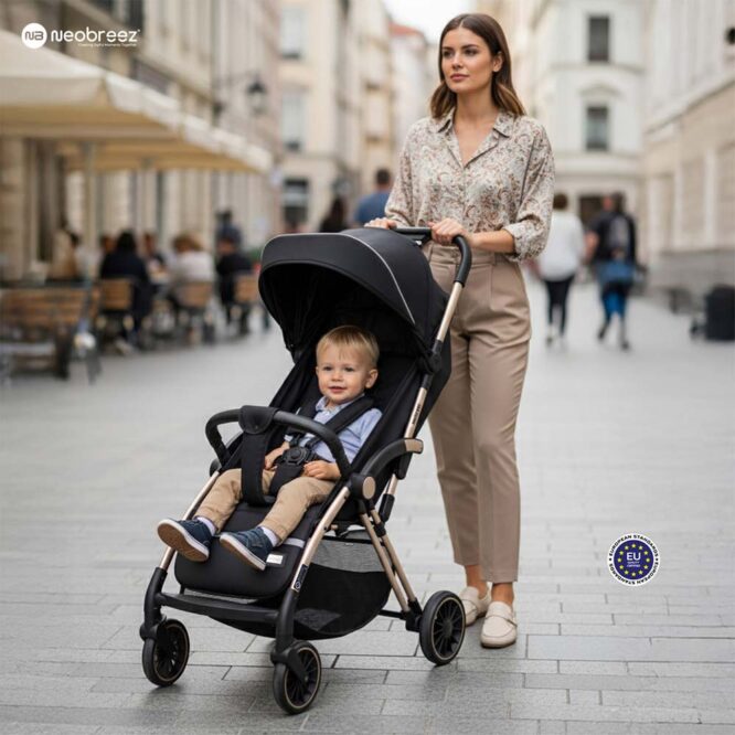 Neobreez THETA Auto Fold Stroller (0-4Yrs) Max 22kg - Black