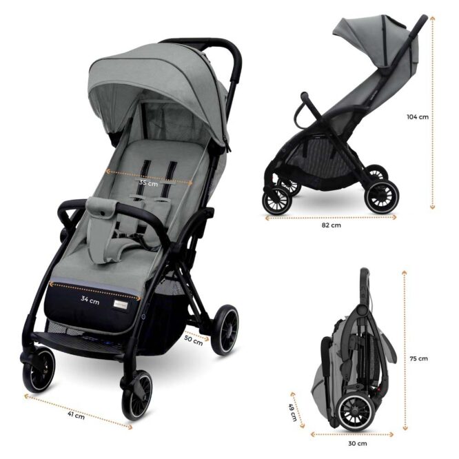 Neobreez THETA Auto Fold Stroller (0-4Yrs) Max 22kg - Dark Gray