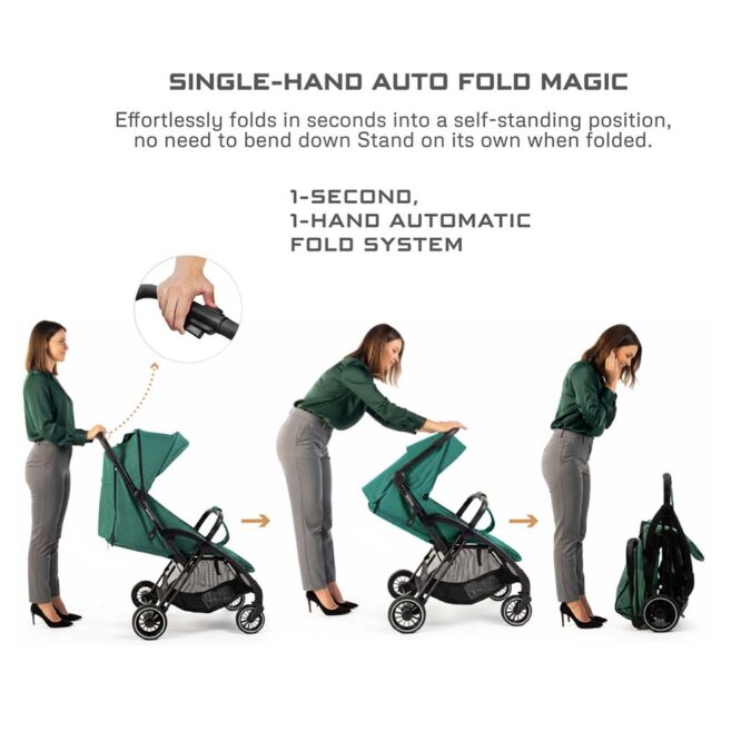 Neobreez THETA Auto Fold Stroller (0-4Yrs) Max 22kg - Olive Green