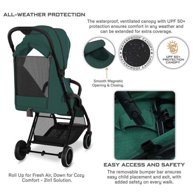 Neobreez THETA Auto Fold Stroller (0-4Yrs) Max 22kg - Olive Green