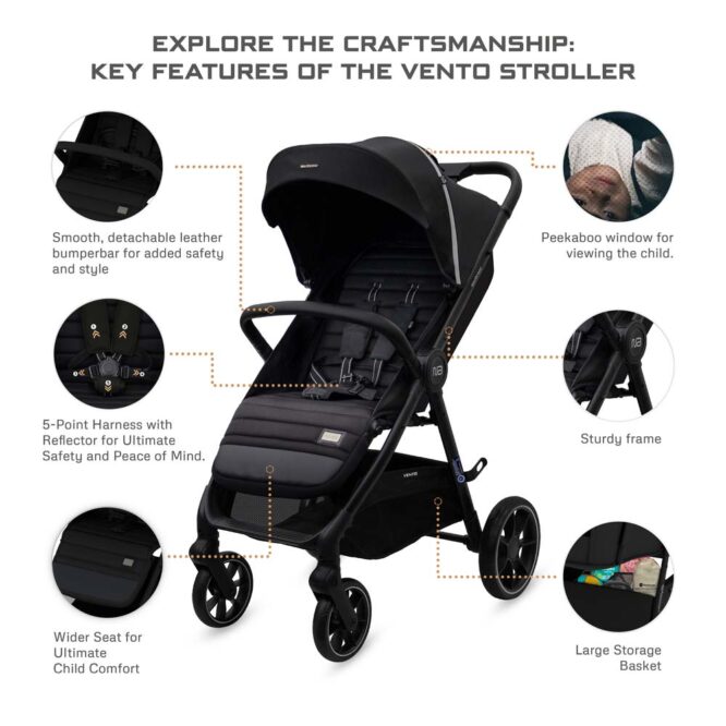 Neobreez VENTO All-Terrain Stroller (0-4Yrs) Max 22kg - Black
