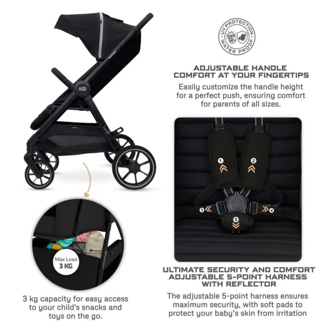Neobreez VENTO All-Terrain Stroller (0-4Yrs) Max 22kg - Black