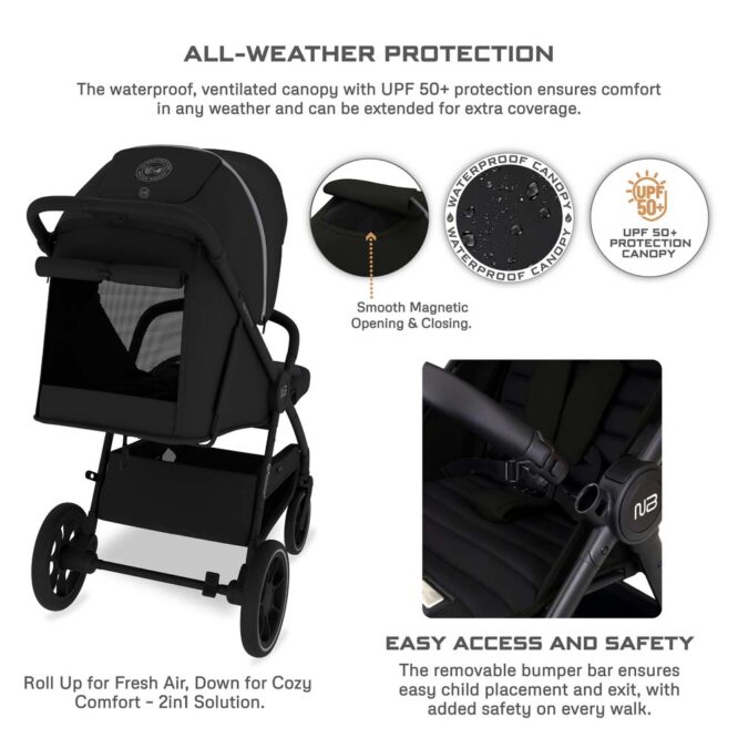 Neobreez VENTO All-Terrain Stroller (0-4Yrs) Max 22kg - Black