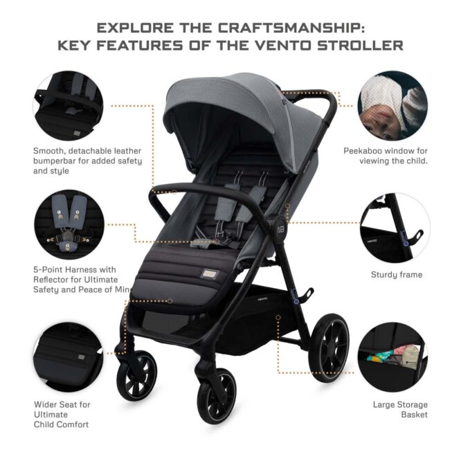 Neobreez VENTO All-Terrain Stroller (0-4Yrs) Max 22kg - Dark Gray