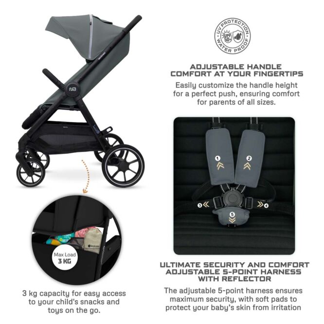 Neobreez VENTO All-Terrain Stroller (0-4Yrs) Max 22kg - Dark Gray