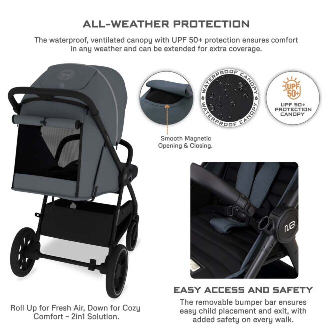 Neobreez VENTO All-Terrain Stroller (0-4Yrs) Max 22kg - Dark Gray