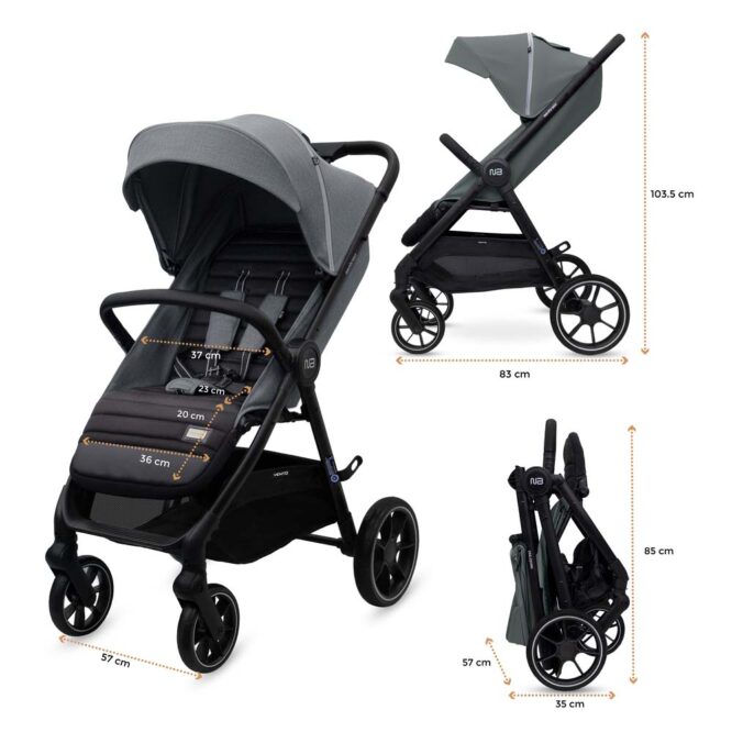 Neobreez VENTO All-Terrain Stroller (0-4Yrs) Max 22kg - Dark Gray
