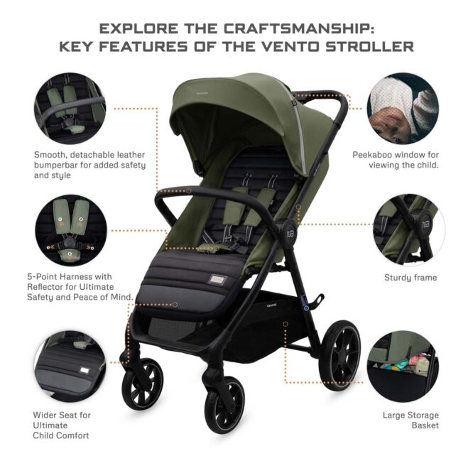 Neobreez VENTO All-Terrain Stroller (0-4Yrs) Max 22kg - Olive Green