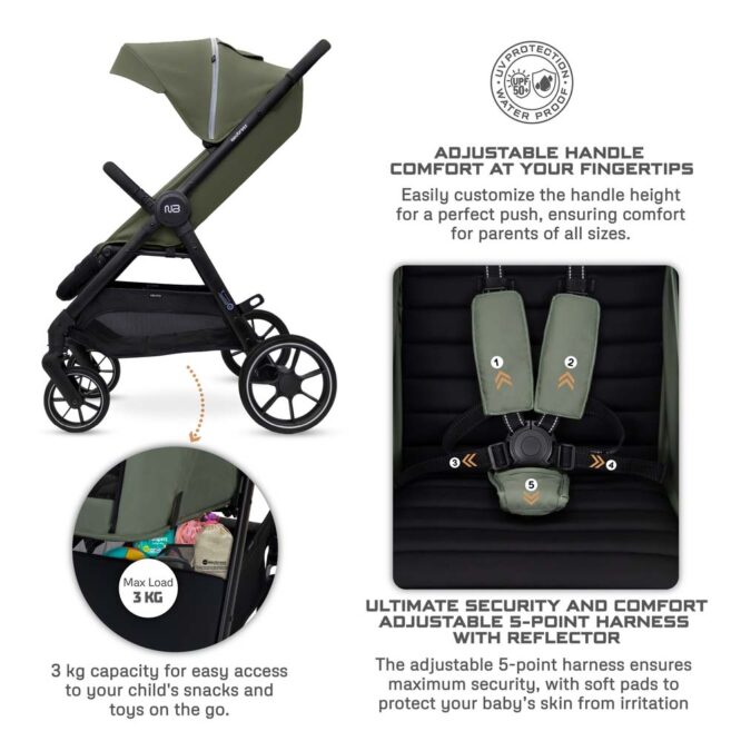 Neobreez VENTO All-Terrain Stroller (0-4Yrs) Max 22kg - Olive Green