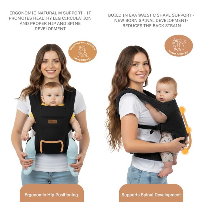 Neobreez ZAVII 2-In-1 Baby Carrier (0m+) Up to 3.5-12kg - Black