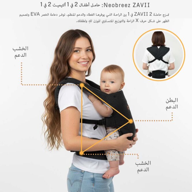 Neobreez ZAVII 2-In-1 Baby Carrier (0m+) Up to 3.5-12kg - Black
