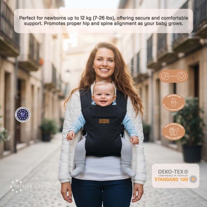 Neobreez ZAVII 2-In-1 Baby Carrier (0m+) Up to 3.5-12kg - Black