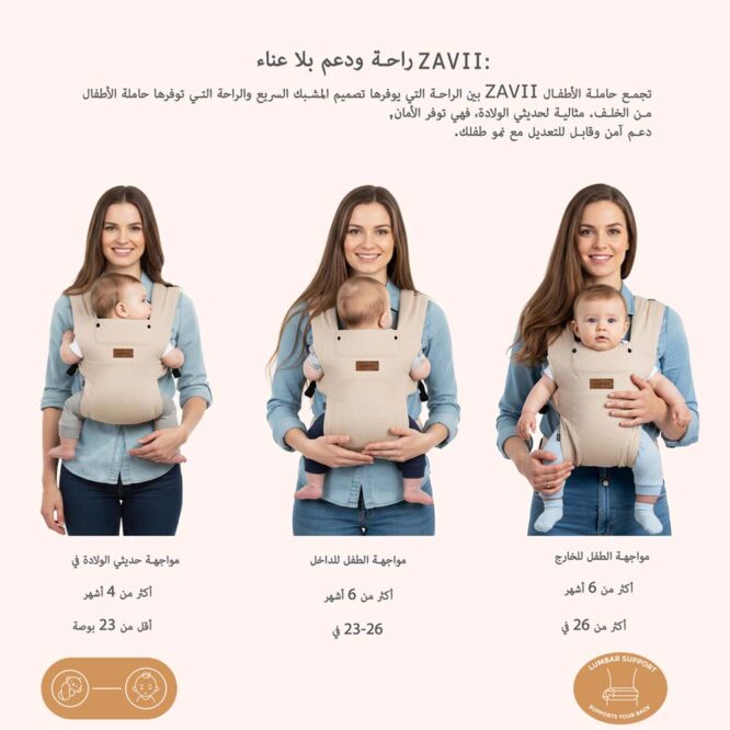 Neobreez ZAVII 2-In-1 Baby Carrier (0m+) Up to 3.5-12kg - Beige