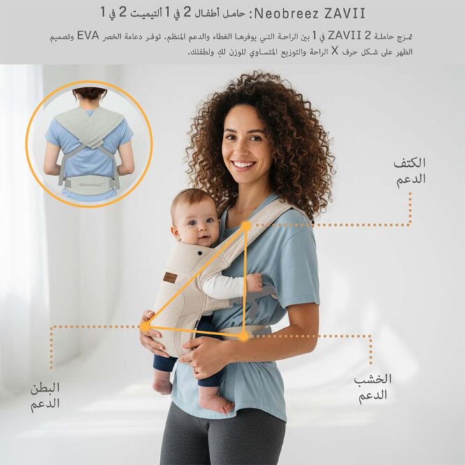 Neobreez ZAVII 2-In-1 Baby Carrier (0m+) Up to 3.5-12kg - Beige